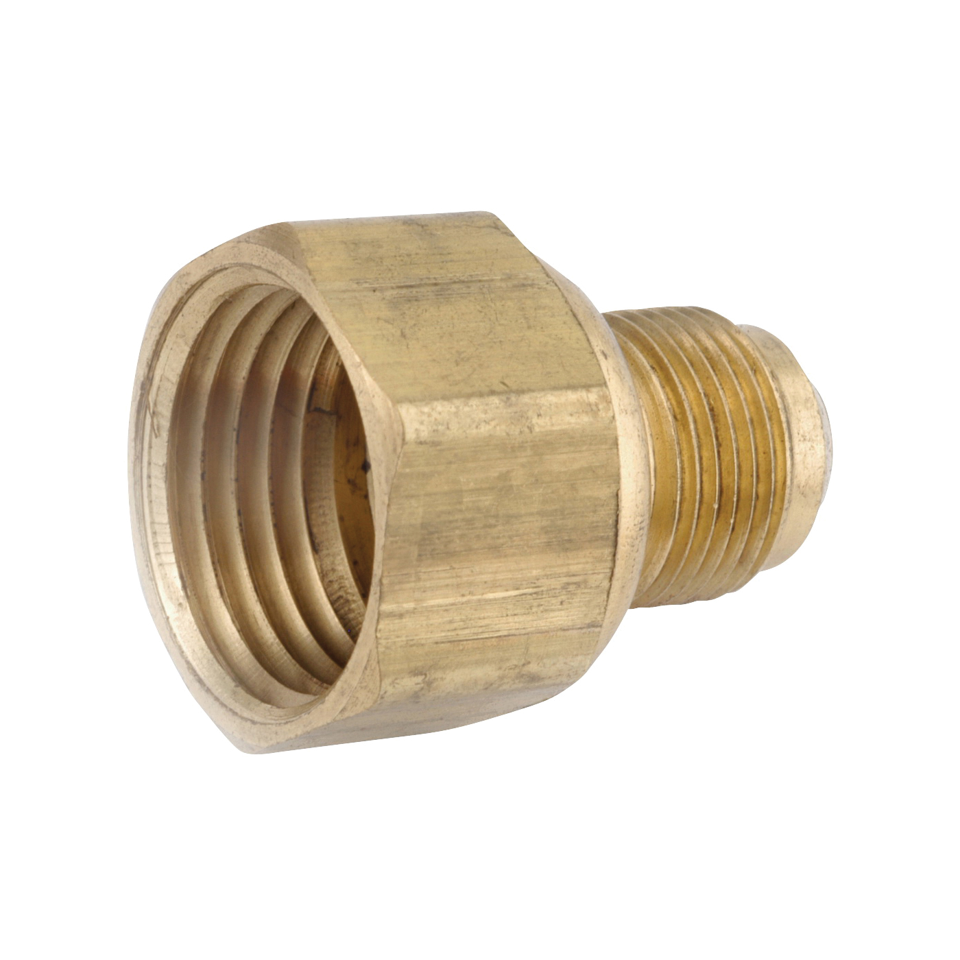 54806-0608 Pipe Coupler, 3/8 x 1/2 in, Flare x FIP, Brass