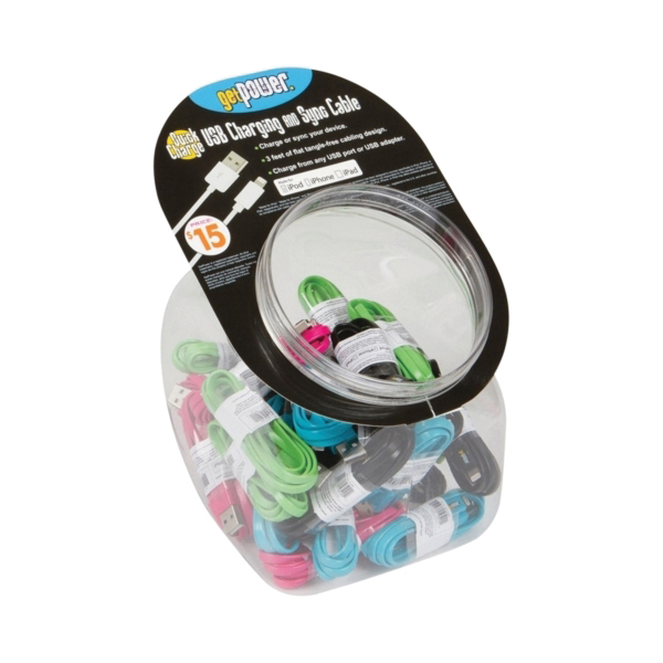 CWP-USBBOWL-IP5 USB Charging and Sync Cable, Multi-Color, 3 ft L
