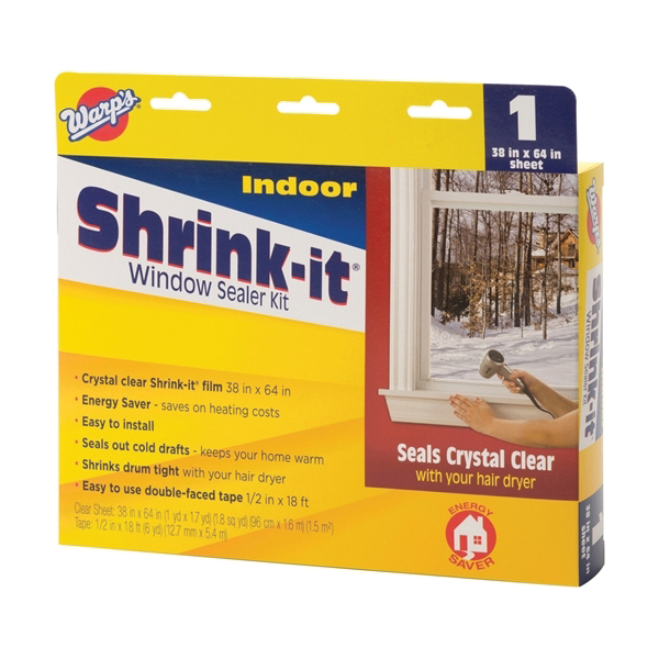 Shrink-it Series SK-38 Window Sealer Kit, 38 in W, 64 in L, Clear