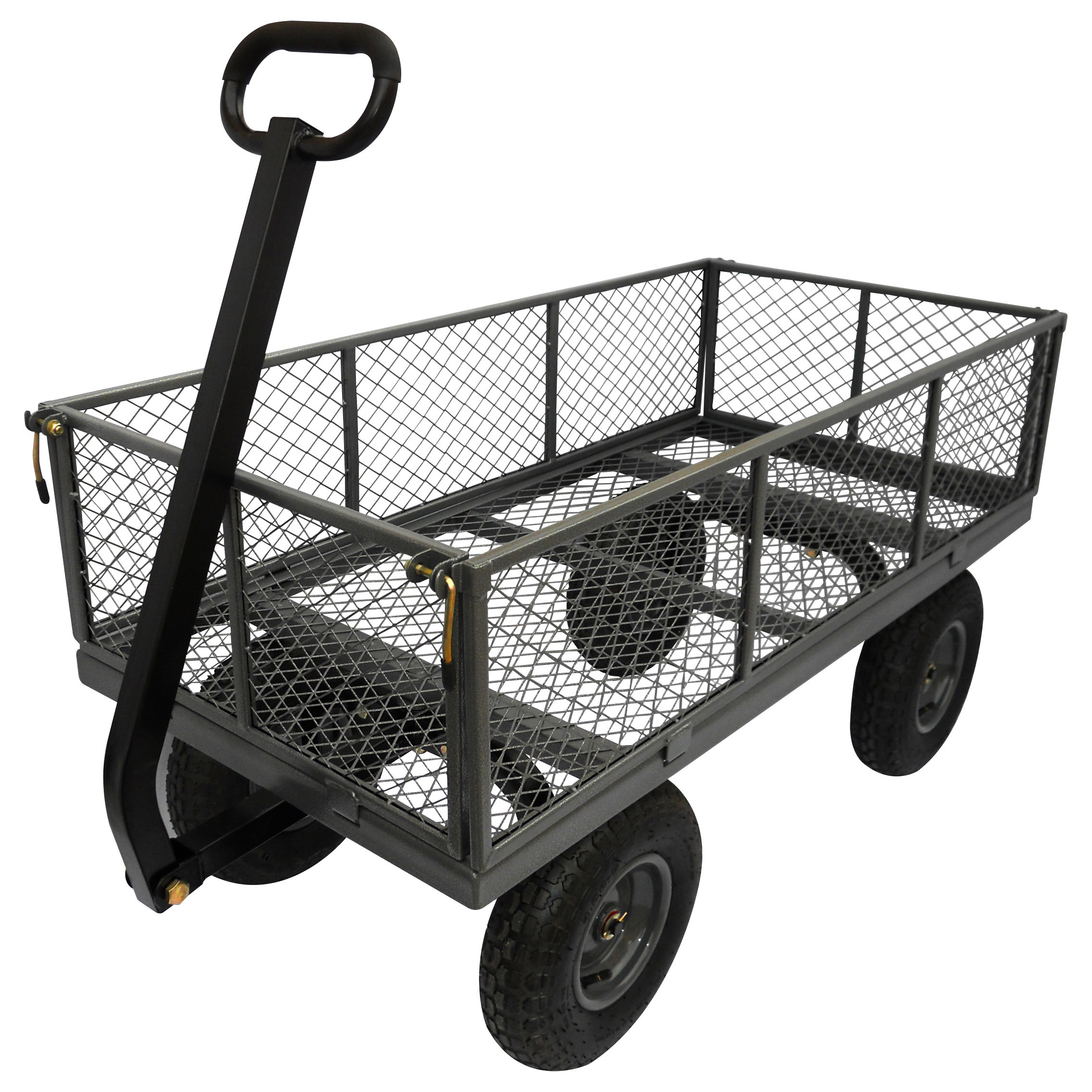 TC4205EG Garden Cart, 1200 lb, Steel Deck, 4-Wheel, 13 in Wheel, Pneumatic Wheel, Pull Handle