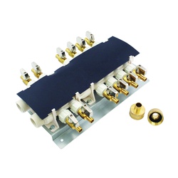 6907912CP Manifold System, 14 in OAL, 2-Inlet, 3/4 in Inlet, 12-Outlet, 1/2 in Outlet, Brass, 160 psi Pressure