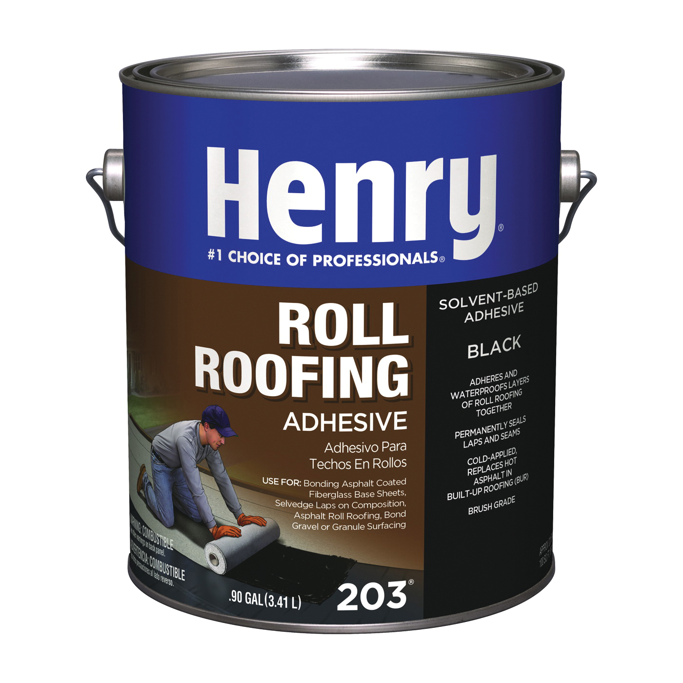 Henry COLD-AP HE203042 Roof and Lap Adhesive, Black, Liquid, 1 gal Pail - 1