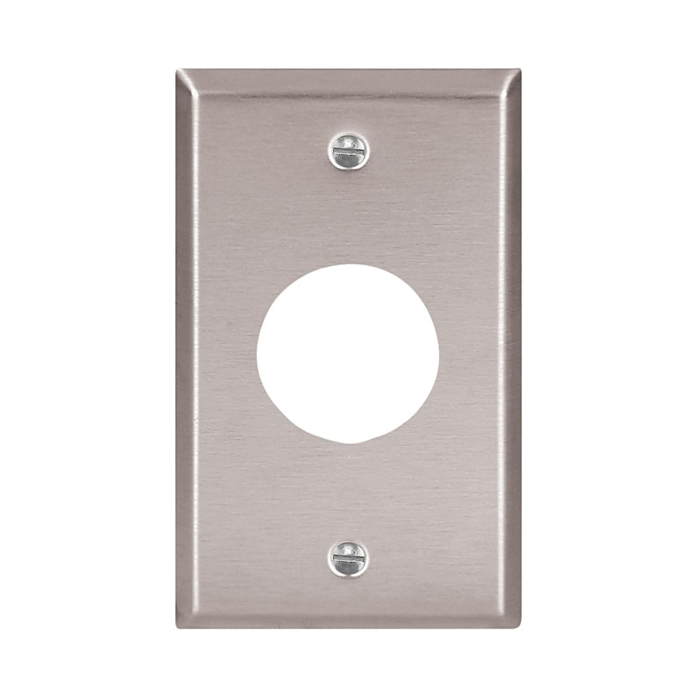 93091-BOX Single Receptacle Wallplate, 4-1/2 in L, 2-3/4 in W, 1 -Gang, Stainless Steel,Silver, Satin