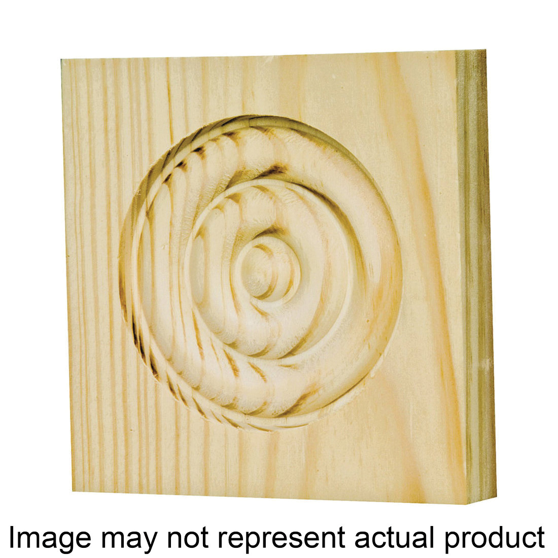 RTB35M Trim Block, 3-3/4 in H, 3-3/4 in W, Rosette Pattern, Wood