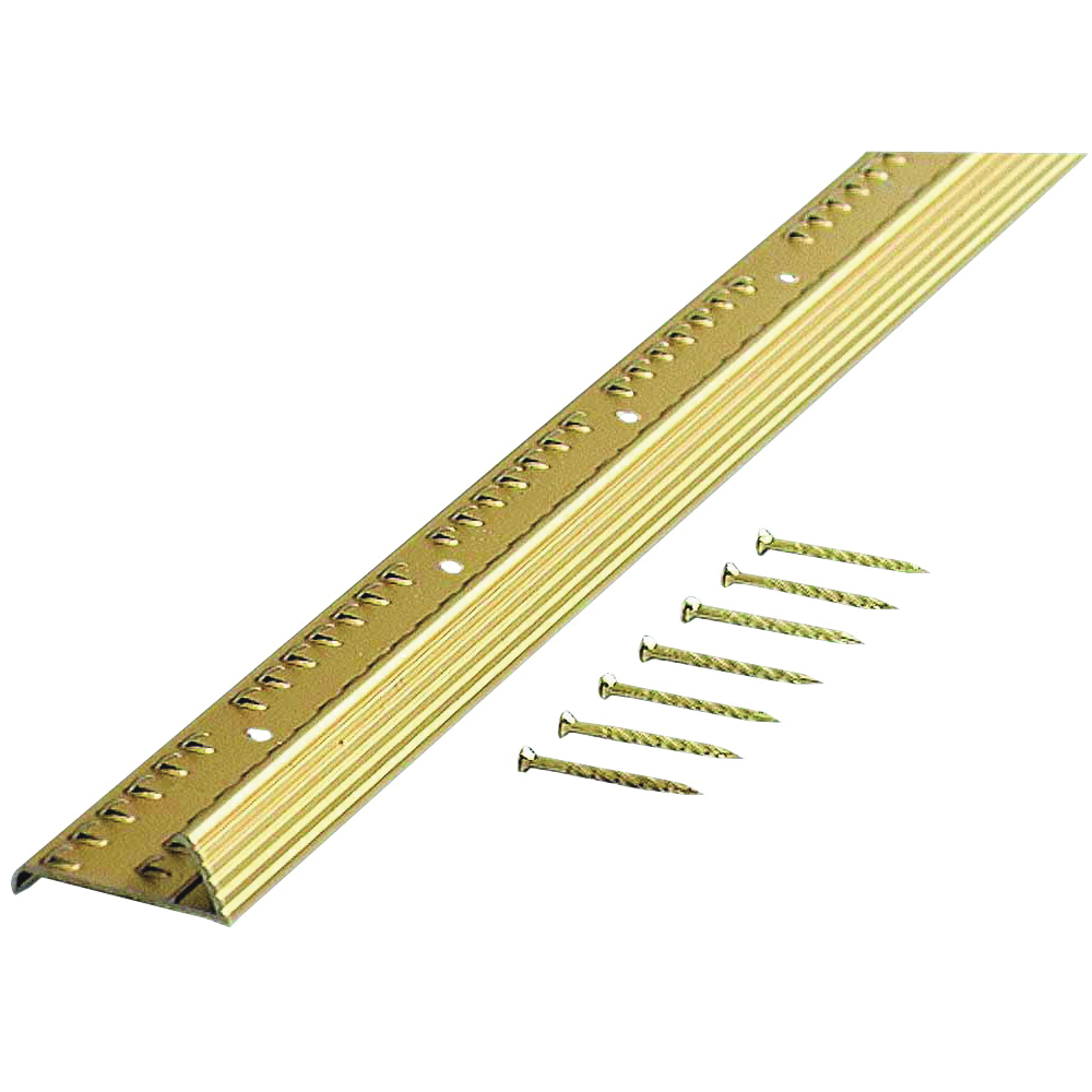 79137 Carpet Gripper, 72 in L, 1-3/8 in W, Fluted Surface, Aluminum, Satin Brass