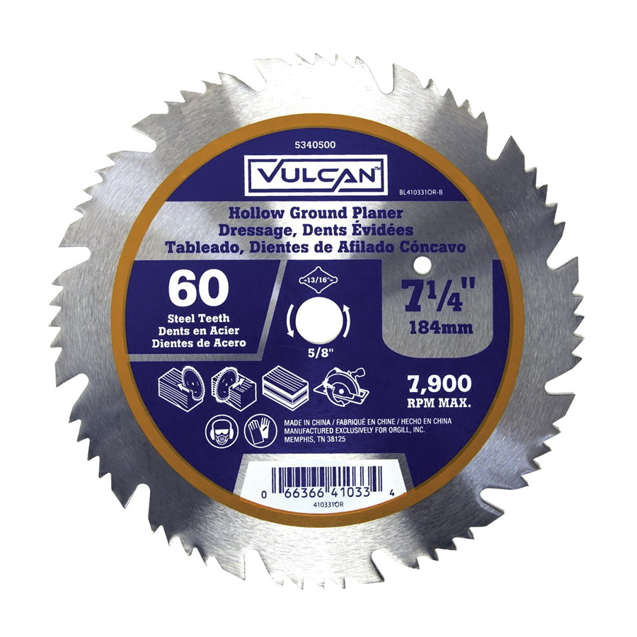 410331OR Circular Saw Blade, 7-1/4 in Dia, 5/8 and 13/16 Diamond in Arbor