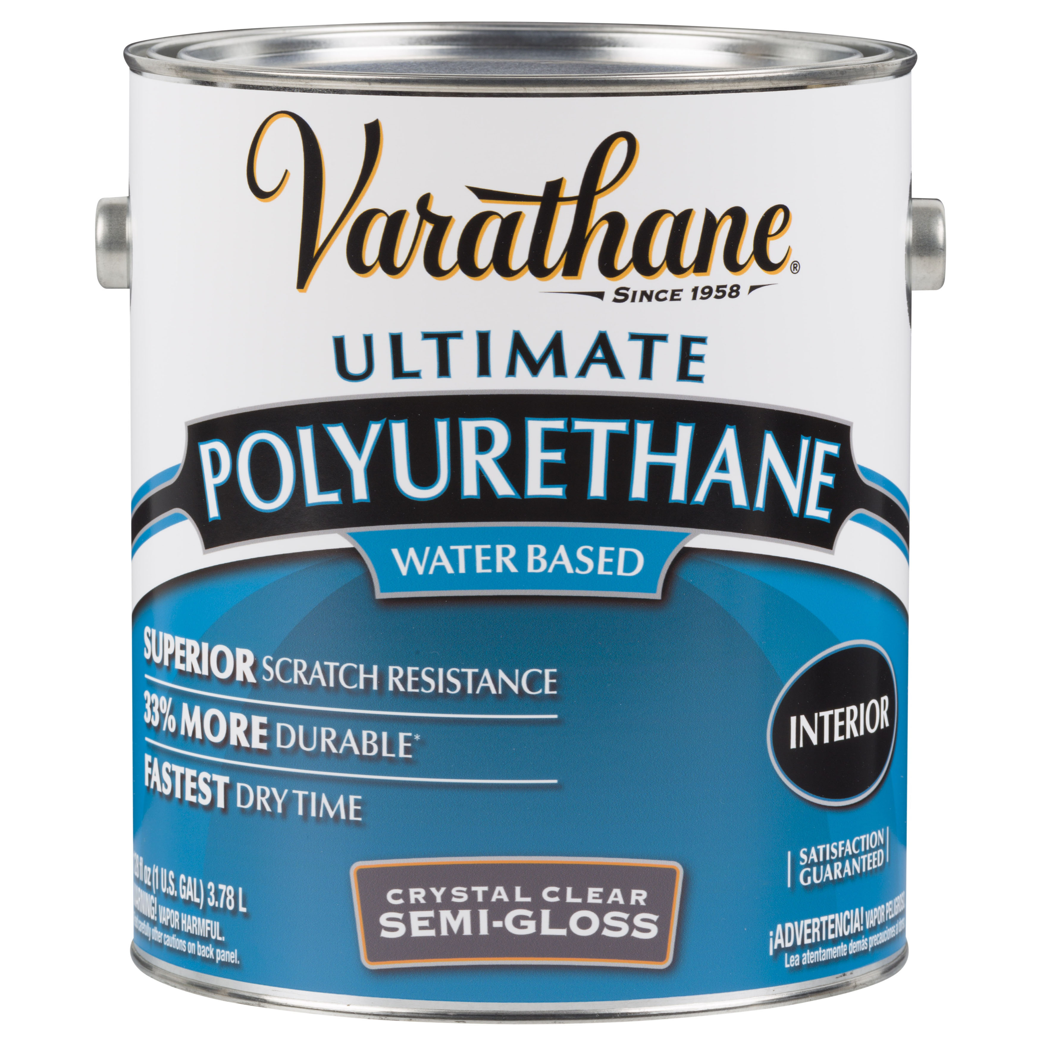 200131 Waterbased Polyurethane, Semi-Gloss, Liquid, Crystal Clear, 1 gal, Can