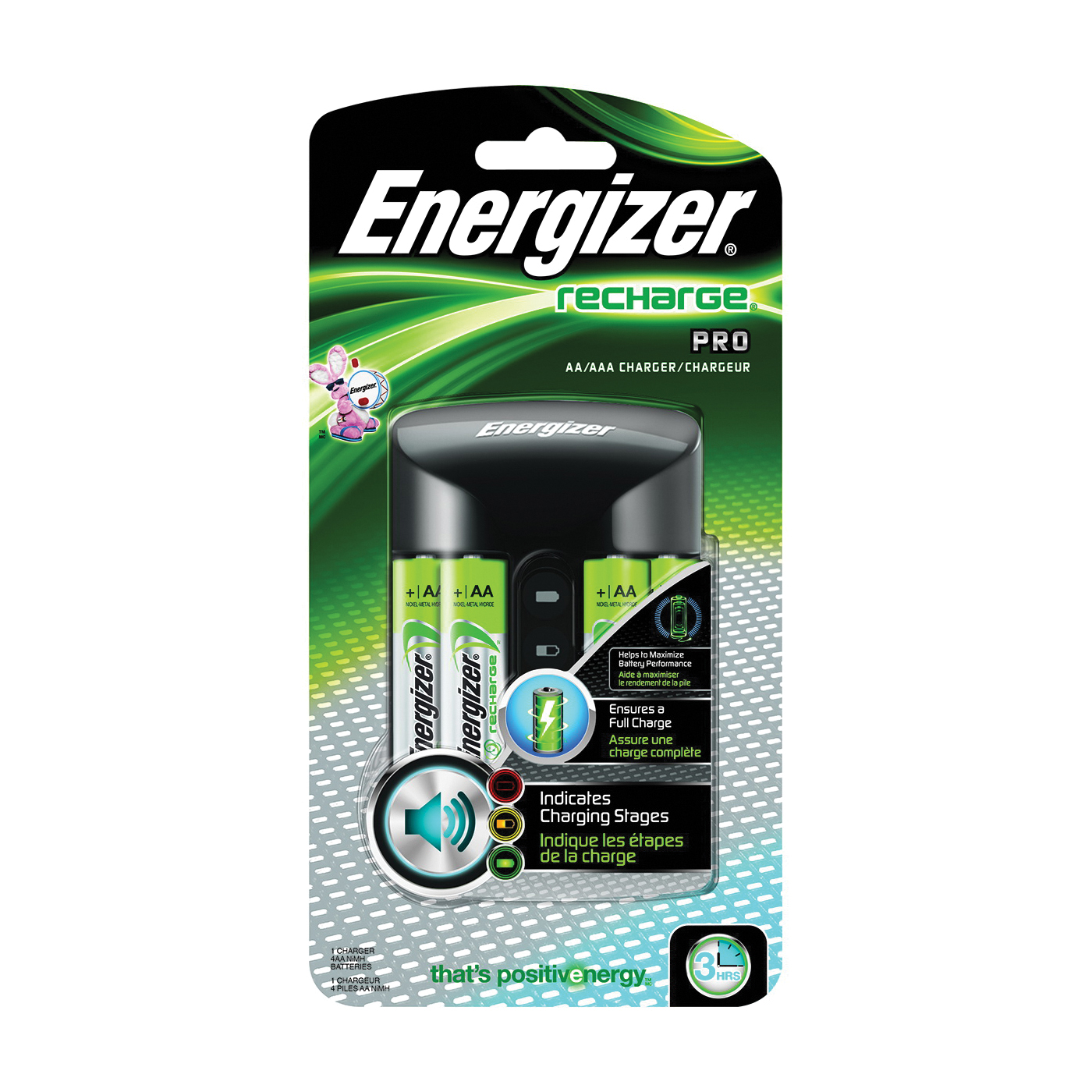 CHPROWB4 Battery Charger, 2.8 V Output, AA, AAA Battery, Nickel-Metal Hydride Battery, 4-Battery, Black