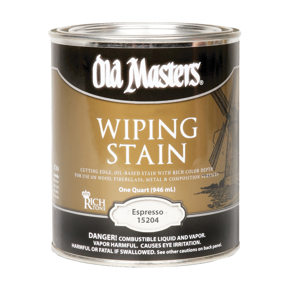 15204 Wiping Stain, Semi-Transparent, Clear, Espresso, Liquid, 1 qt, Can