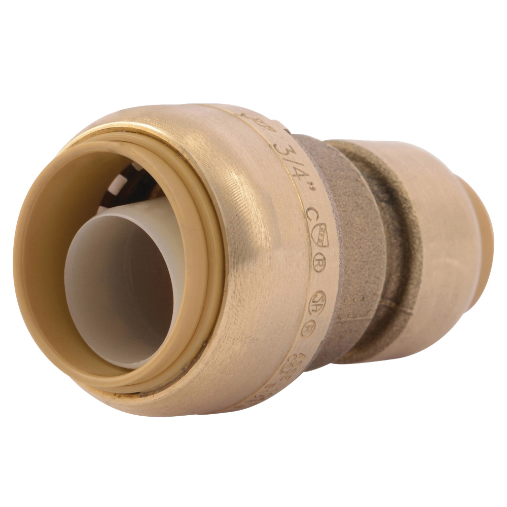 U058LFA Tube Coupling, 3/4 x 1/2 in, Brass, 200 psi Pressure