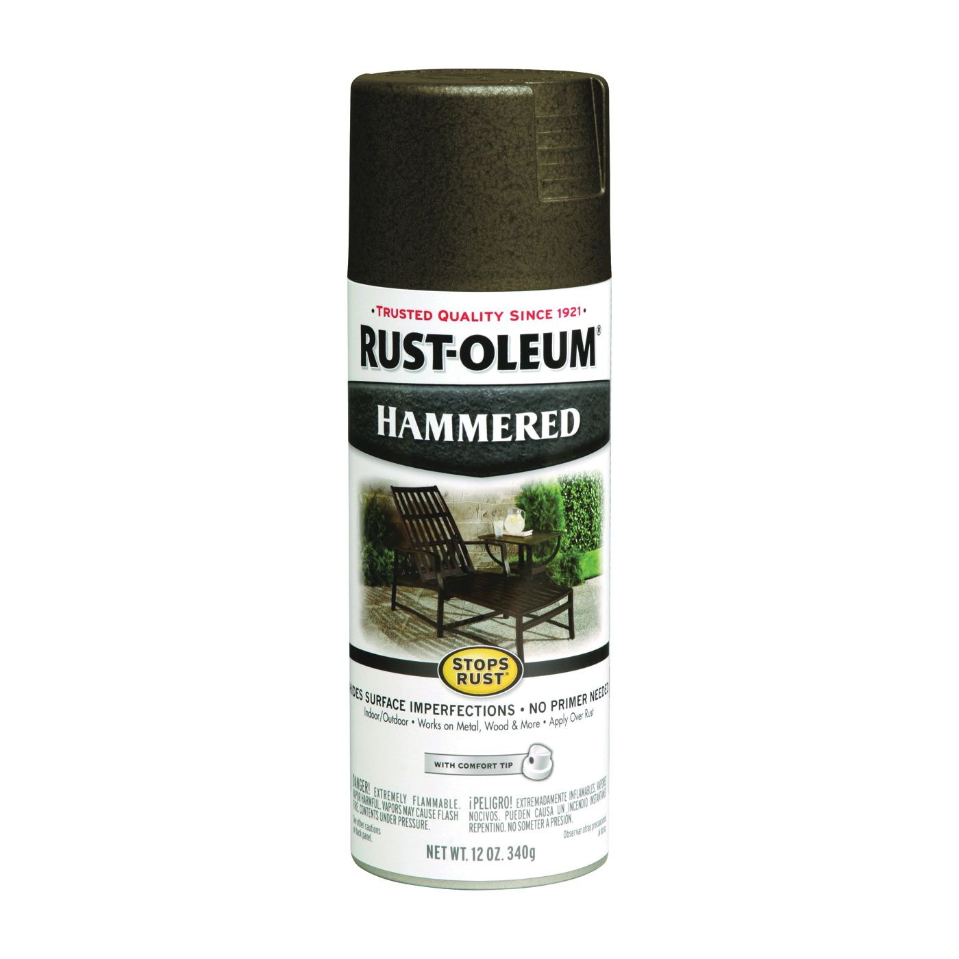 7218830 Rust-Preventative Spray Paint, Hammered, Dark Bronze, 12 oz, Can