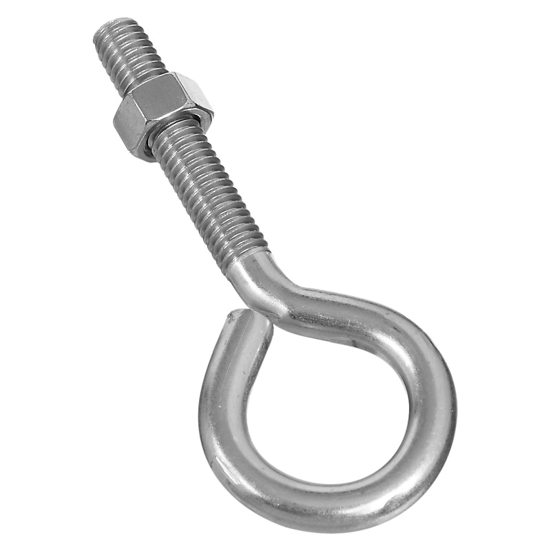 N221-648 Eye Bolt, 3/8-16 Thread, Coarse Thread, 2 in L Thread, 1 in ID Dia Eye, 2.35 in L Shank