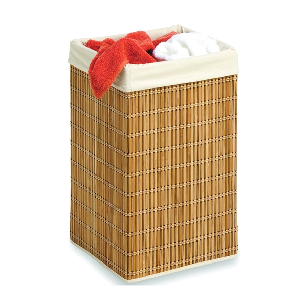 Honey-Can-Do HMP-01620 Wicker Bamboo Hamper with Bag, Bamboo Bag, 14 in W, 25 in H, 14 in D