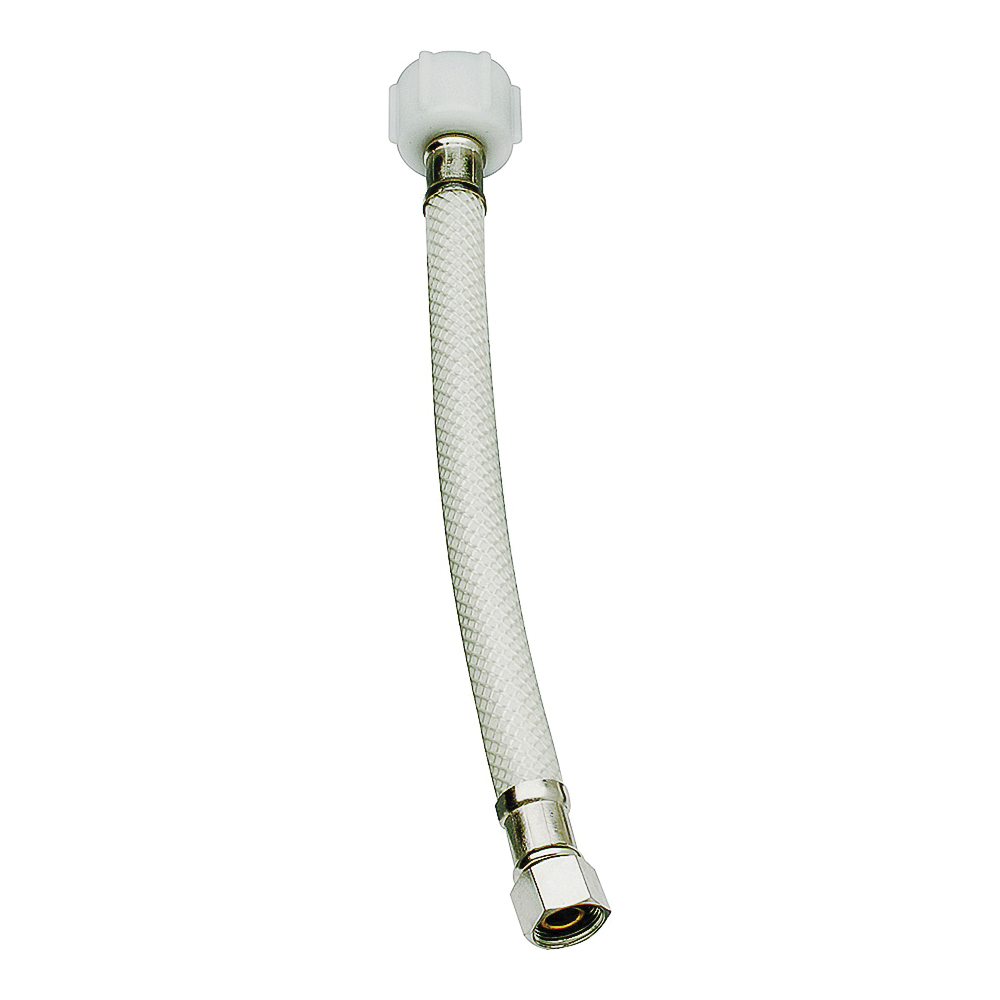 EZ Series PP23870 Toilet Supply Tube, 3/8 in Inlet, Compression Inlet, 7/8 in Outlet, Ballcock Outlet, Vinyl , 9 in L