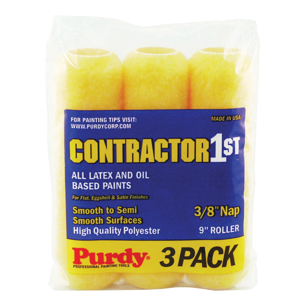 14C867000 Roller Cover, 3/8 in Thick Nap, 9 in L, Polyester Cover