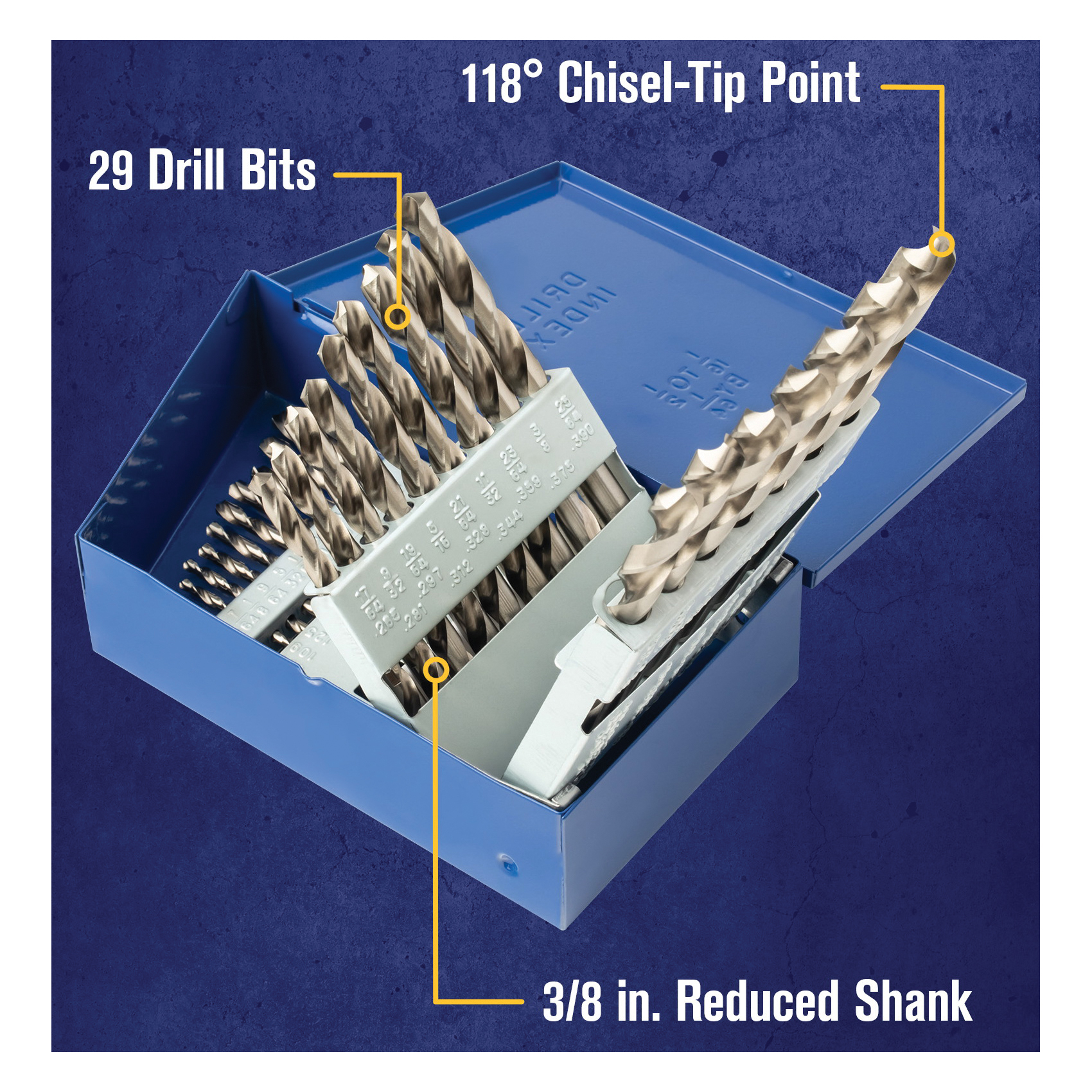 60148 Drill Bit Set, Standard, 29-Piece, M2 Steel, Bright