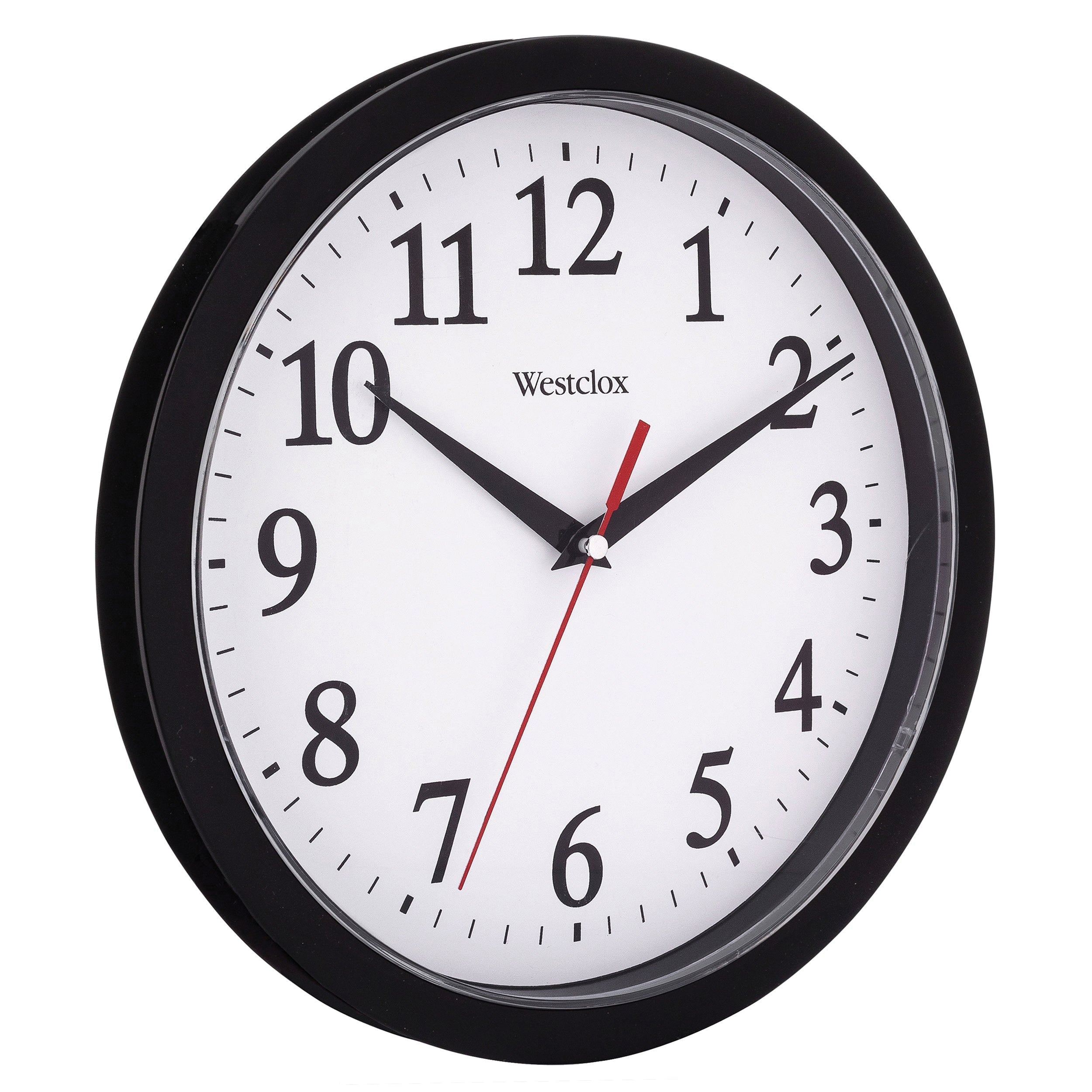 Westclox 461861 Clock, Round, Black Frame, Plastic Clock Face, Analog - 1