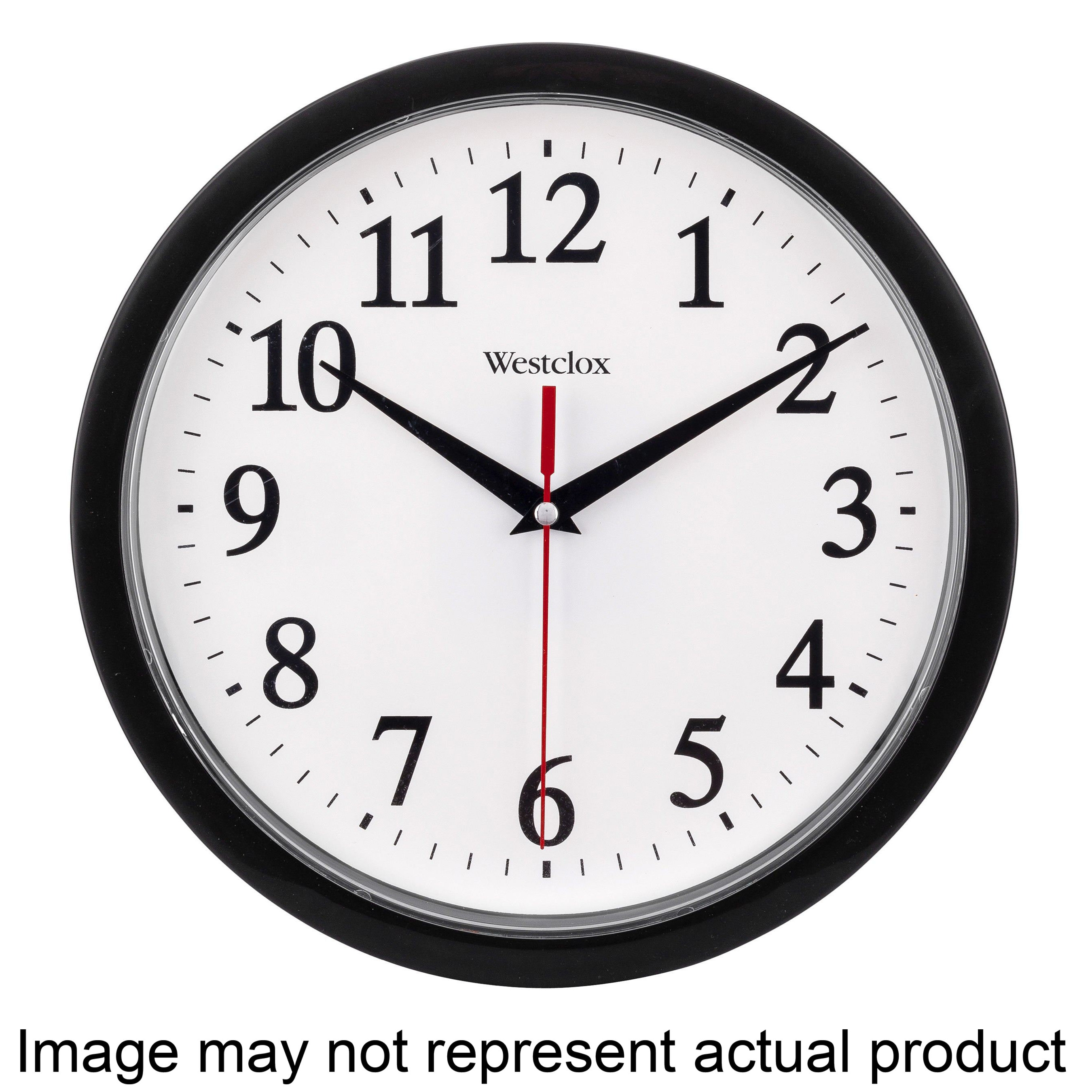461861 Clock, Round, Black Frame, Plastic Clock Face, Analog