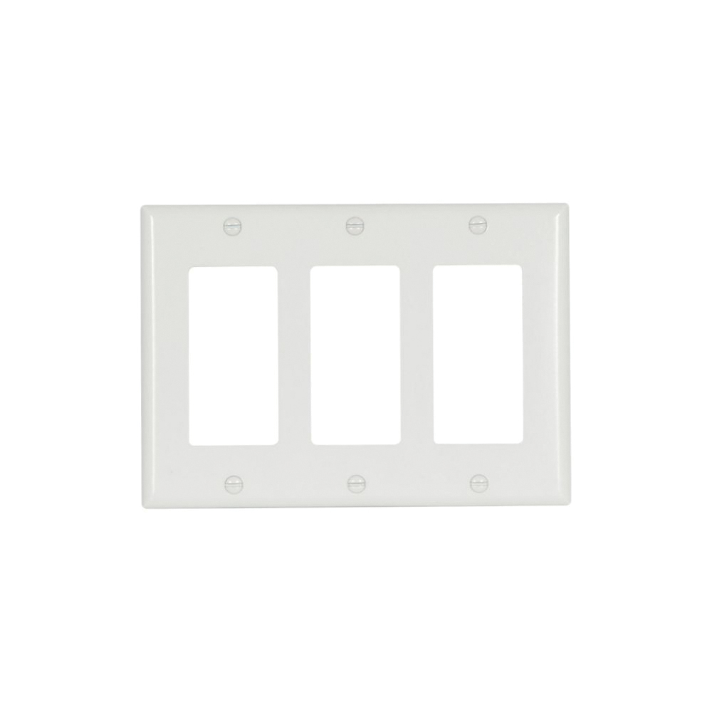 2163W-BOX Switch Wallplate, 4-1/2 in L, 3-3/8 in W, 3-Gang, Thermoset, White, High-Gloss