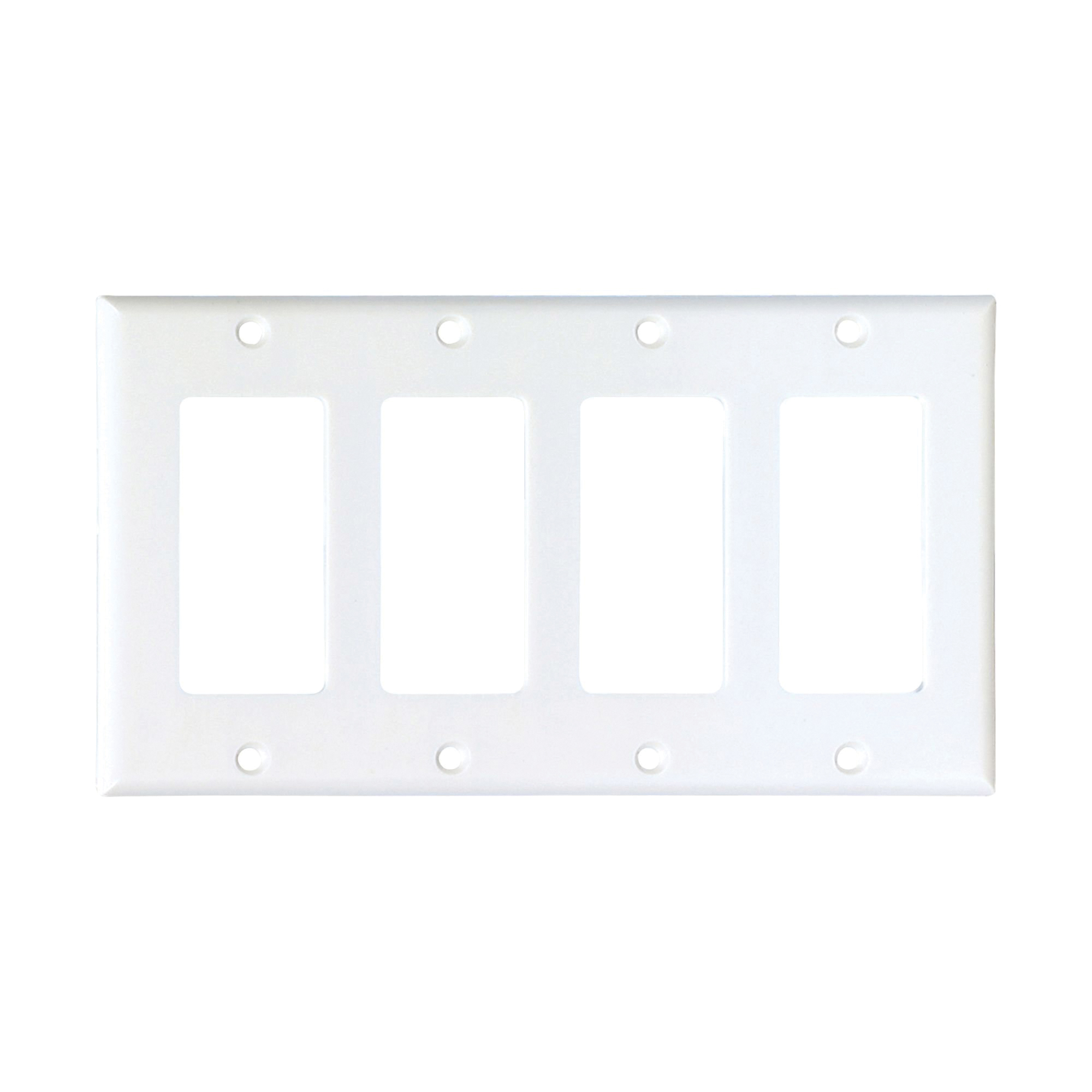 Eaton Cooper Wiring 2164W-BOX Switch Wallplate, 4-1/2 in L, 8.19 in W, 4 -Gang, Thermoset, White, High-Gloss