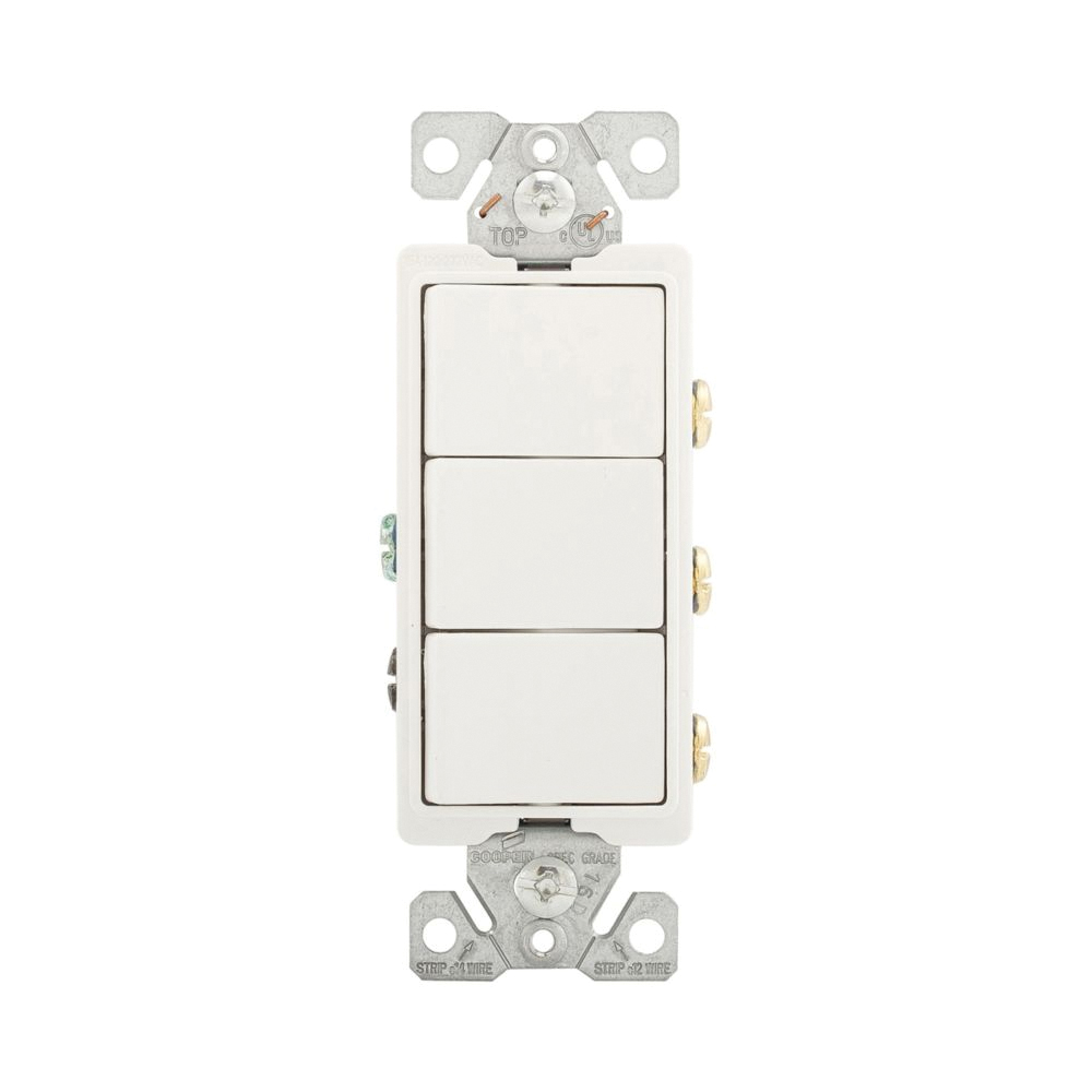 7700 Series 7729W-BOX Combination Switch, 1-Pole, 15 A, 120/277 V, SPST, Lead Wire Terminal, White