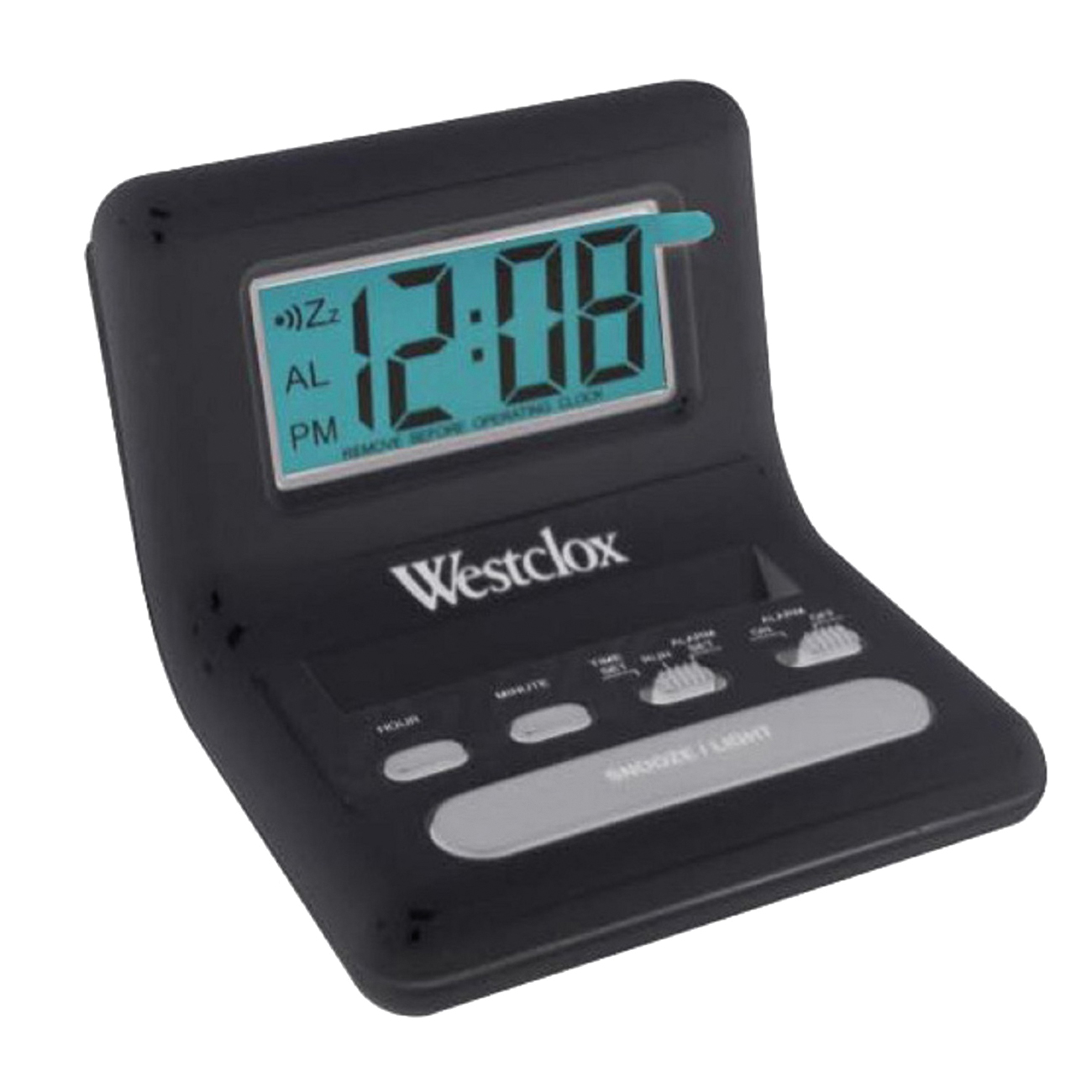 47539A Alarm Clock, AAA Battery, LCD Display, White Case