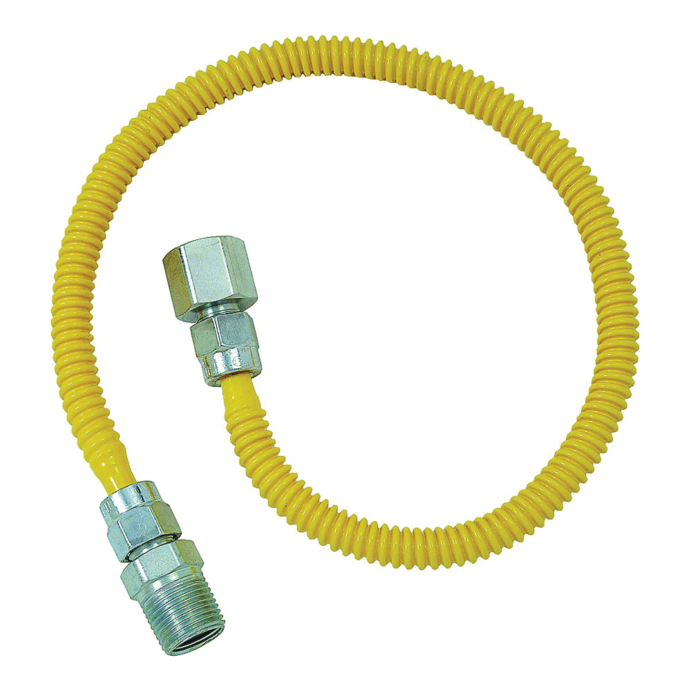 ProCoat Series CSSL54-24P Gas Connector, 1/2 in, MIP x FIP, Stainless Steel, Polymer-Coated, 24 in L