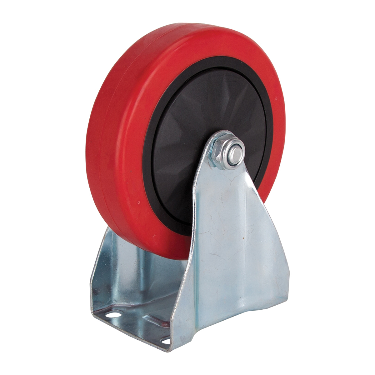 JC-382-G Rigid Caster, 5 in Dia Wheel, 30 mm W Wheel, Polyurethane Wheel, Red, 275 lb, Steel Housing Material