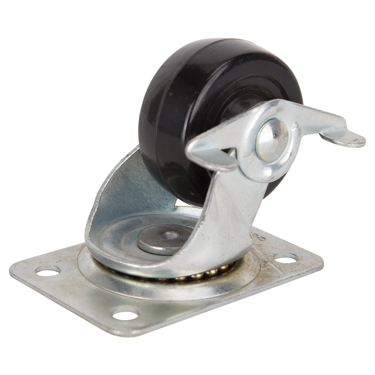 JC-H10 Swivel Caster, 2-1/2 in Dia Wheel, 1.1 in W Wheel, Rubber Wheel, Black, 130 lb, Steel Housing Material