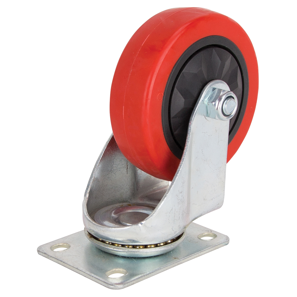 JC-384-G Swivel Caster, 4 in Dia Wheel, 30 mm W Wheel, Polyurethane Wheel, Red, 220 lb, Steel Housing Material