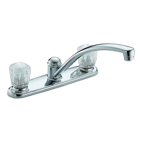 Classic Series 2102LF Kitchen Faucet, 1.8 gpm, Brass, Chrome Plated, Deck, Knob Handle, Swivel Spout