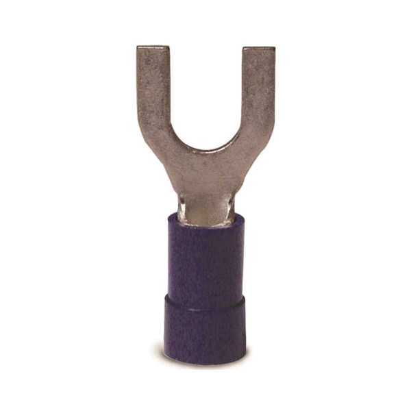 10-113 Spade Terminal, 600 V, 16 to 14 AWG Wire, #4 to 6 Stud, Vinyl Insulation, Blue