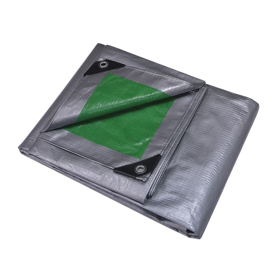 T0608GS140 Tarpaulin, 8 ft L, 6 ft W, 8 mil Thick, Polyethylene, Green/Silver