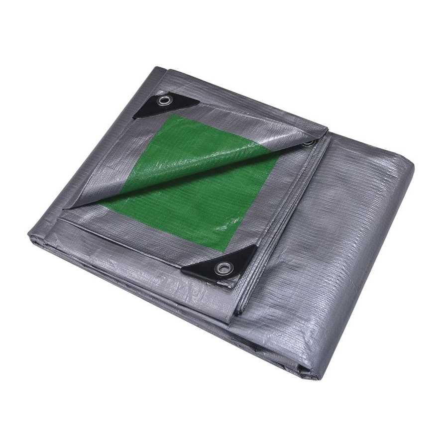 T0510GS140 Tarpaulin, 10 ft L, 8 ft W, 8 mil Thick, Polyethylene, Green/Silver