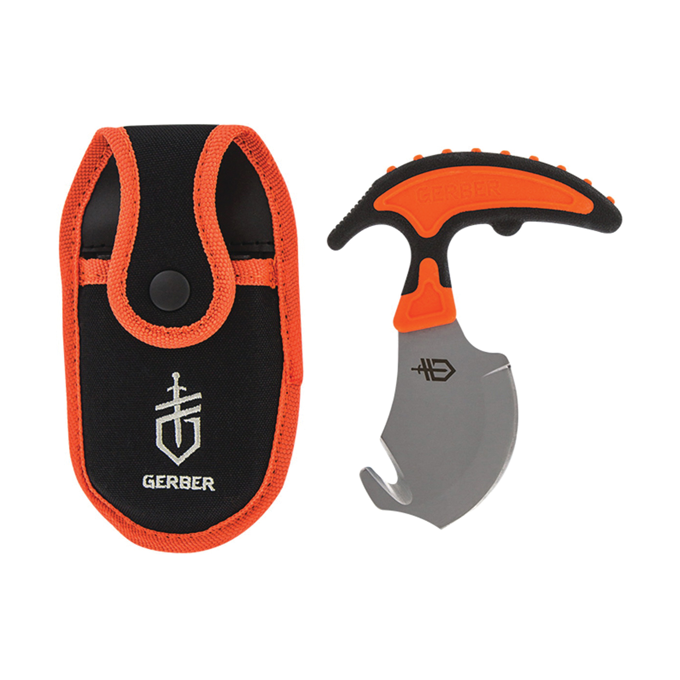 31-002743N Skin and Gut Knife, Fixed, Polymer, Black/Orange, Satin