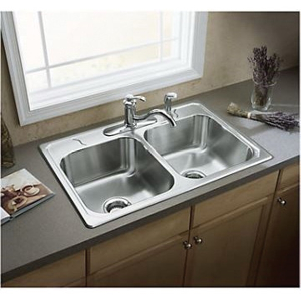 Sterling Middleton Series 14707-4-NA Kitchen Sink, 4-Faucet Hole, 22 in OAW, 7 in OAD, 33 in OAH, Stainless Steel - 2