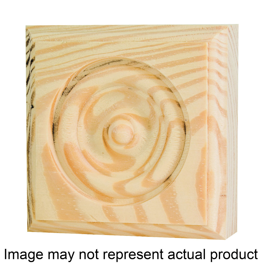 RTB35 Trim Block, 3-3/4 in H, 3-3/4 in W, Rosette Pattern, Wood