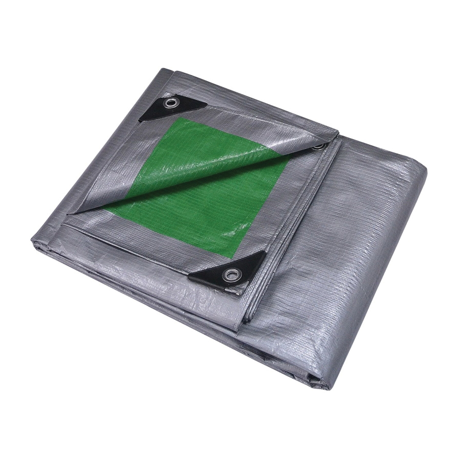 T1216GS140 Tarpaulin, 16 ft L, 12 ft W, 8 mil Thick, Polyethylene, Green/Silver