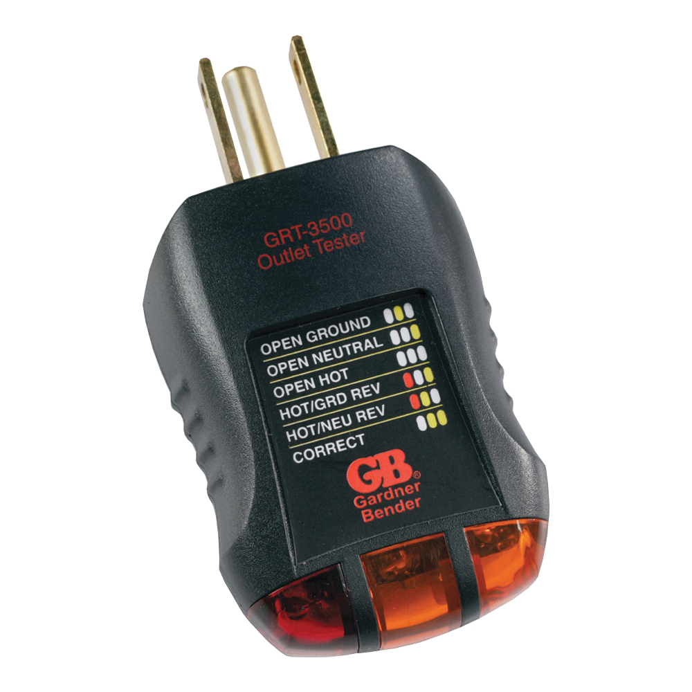 GRT-3500 Receptacle Tester and Circuit Analyzer, 110 to 125 VAC, LED Display, Black