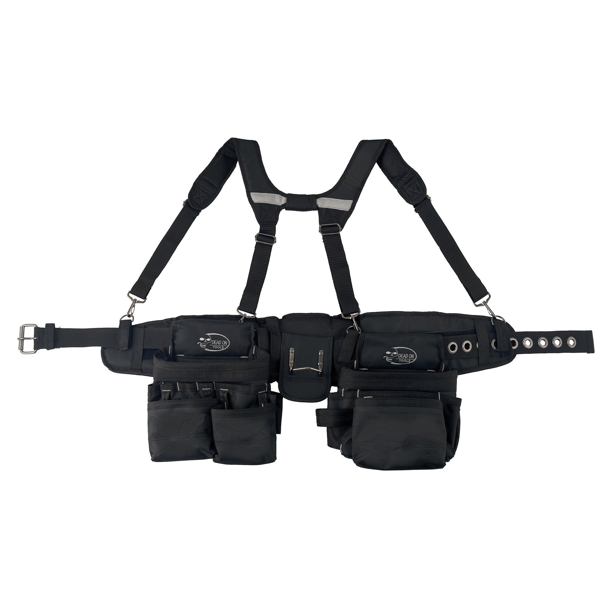 DO-FR Journeyman's Tool Belt with Suspender, 48 in Waist, Poly Fabric, Black, 25-Pocket