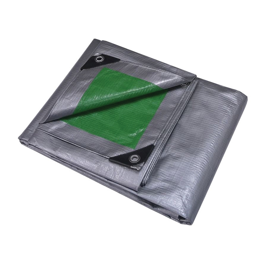 T2030GS140 Tarpaulin, 30 ft L, 20 ft W, 8 mil Thick, Polyethylene, Green/Silver