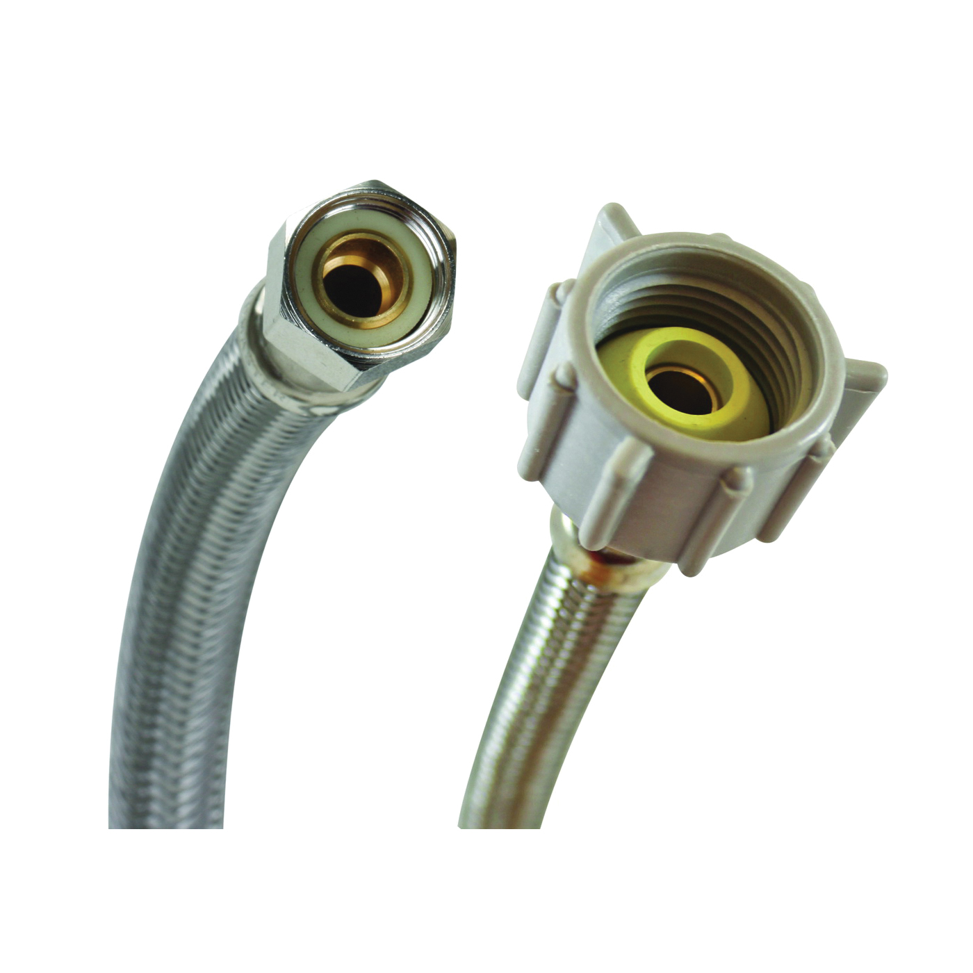 B1T12 Toilet Connector, 3/8 in Inlet, Compression Inlet, 7/8 in Outlet, Ballcock Outlet, Stainless Steel, 12 in L