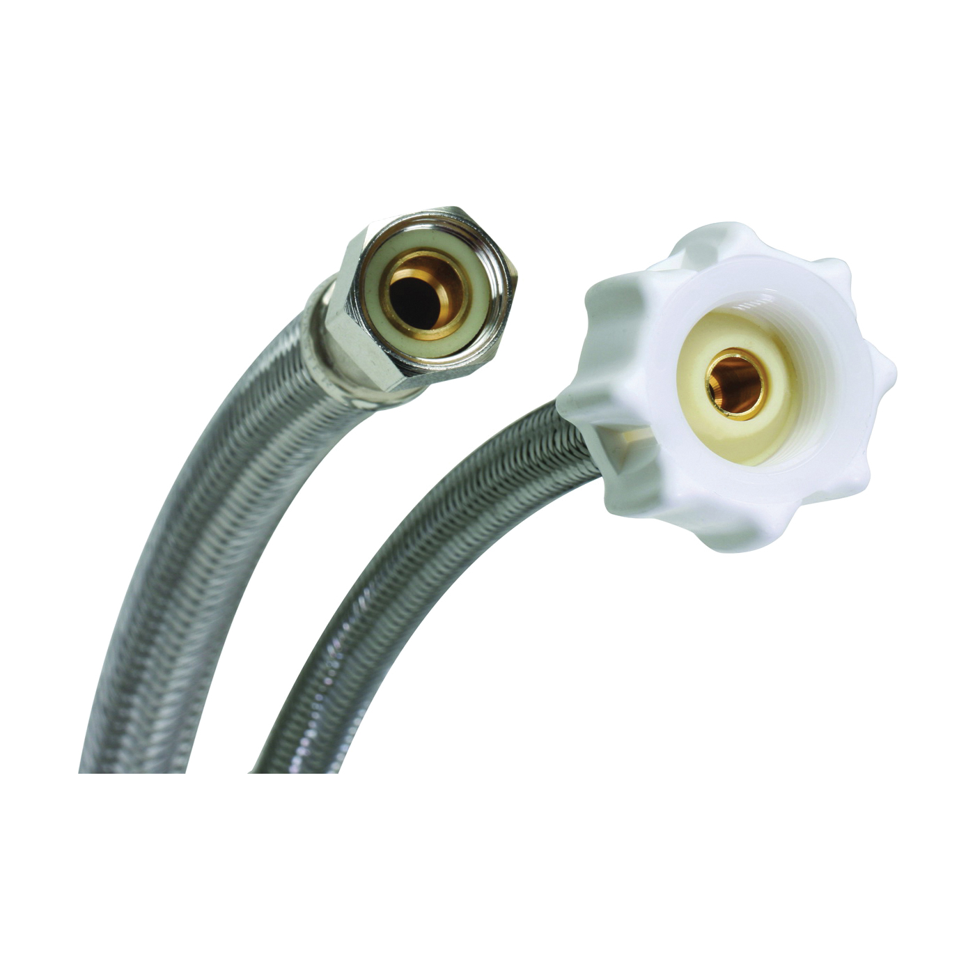 Click Seal Series B1T09CS Toilet Connector, 3/8 in Inlet, Compression Inlet, 7/8 in Outlet, Ballcock Outlet, Stainless Steel, 9 in L