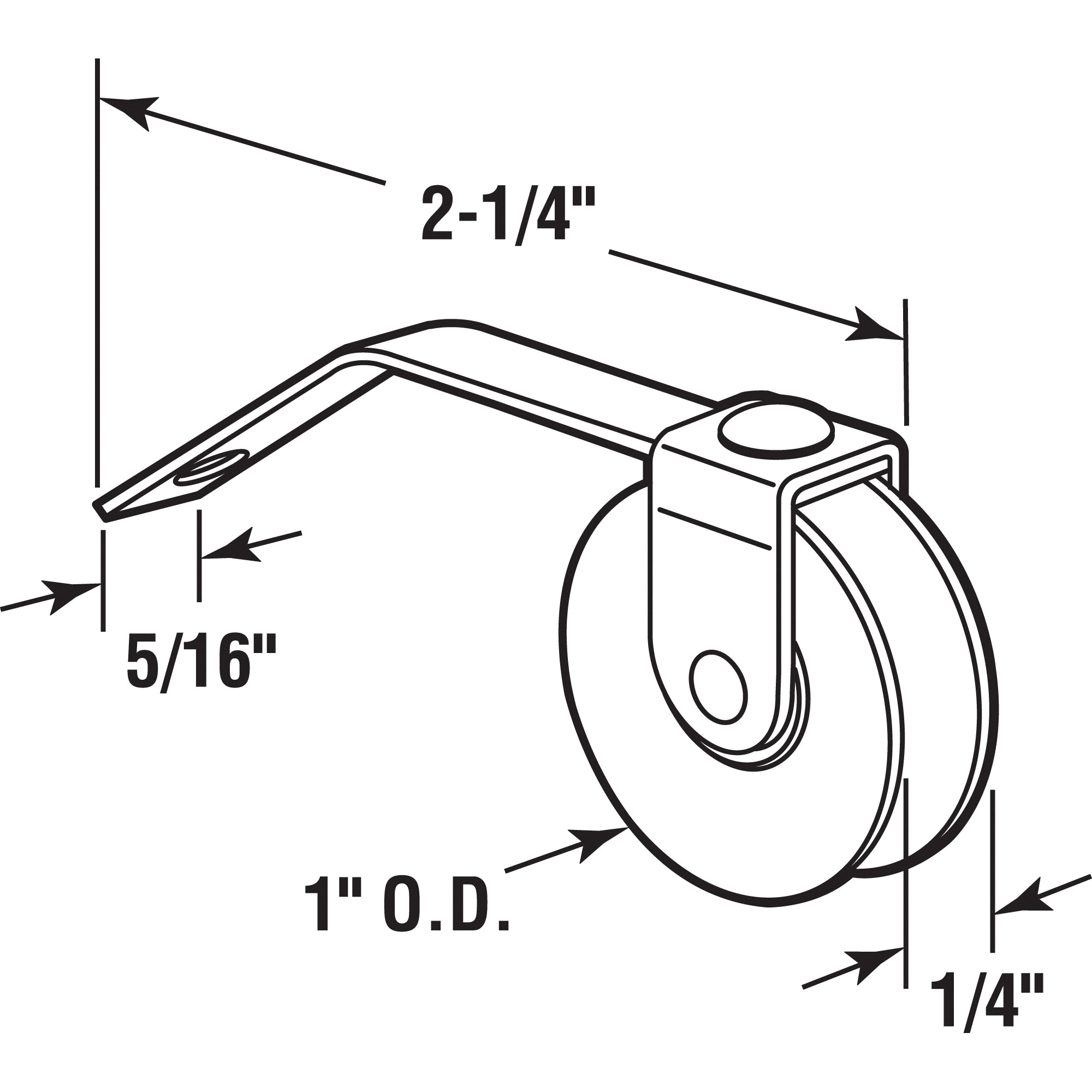 Prime-Line B 576 Roller Assembly, 1 in Dia Roller, 1/4 in W Roller, Steel, Gray, 2-Roller - 3