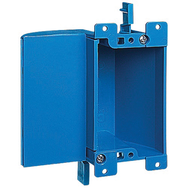Carlon B117RSW Outlet Box, 1 -Gang, PVC, Blue, Clamp Mounting - 1