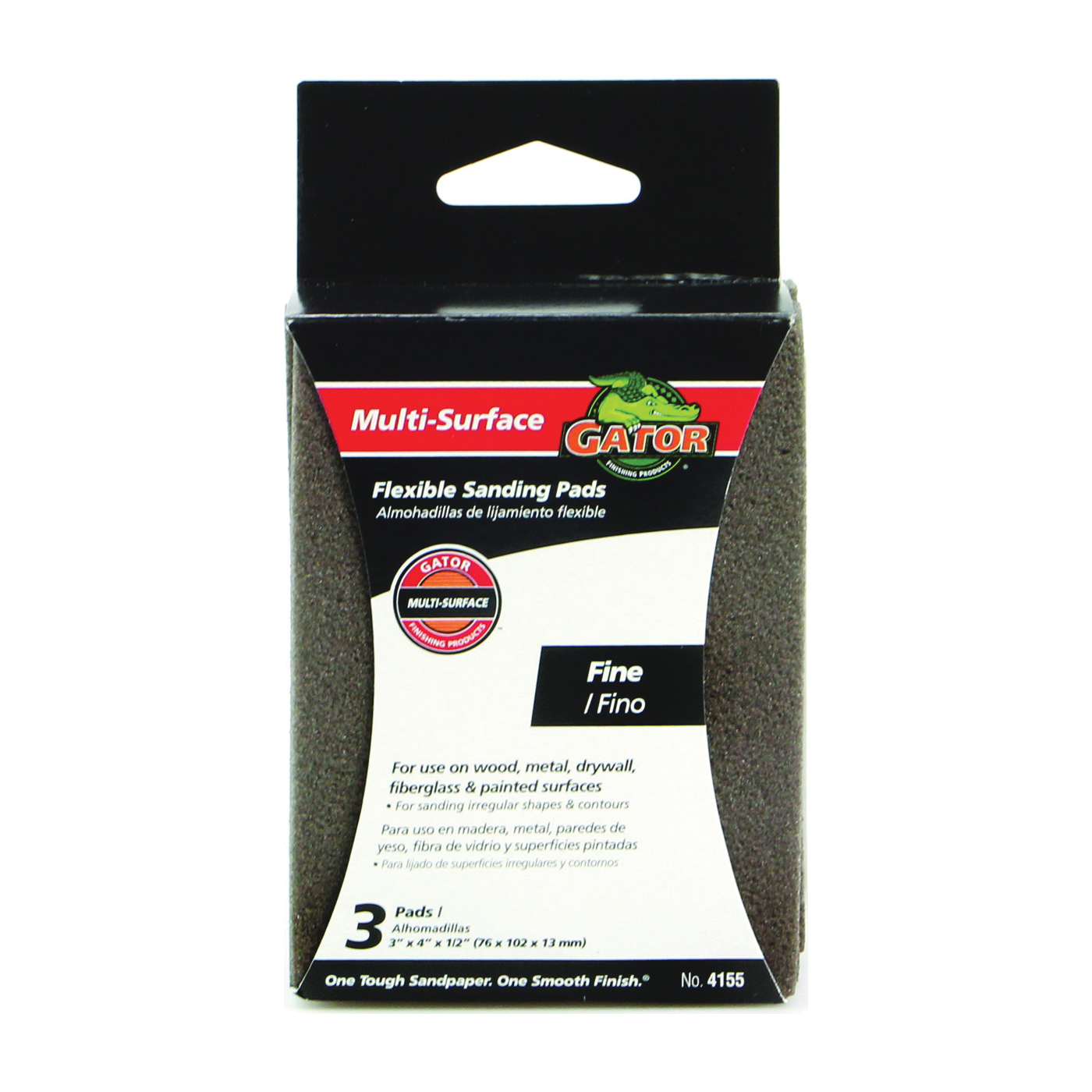 4155 Sanding Pad, 4 in L, 3 in W, 150 Grit, Fine, Aluminum Oxide Abrasive