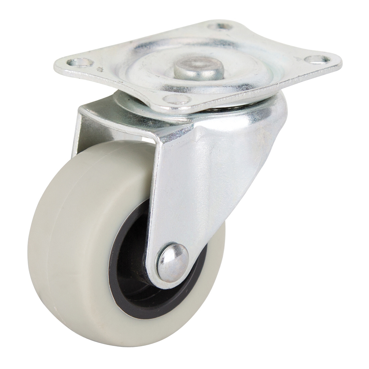 JC-N03-G Swivel Caster, 2 in Dia Wheel, 23 mm W Wheel, Thermoplastic Rubber Wheel, Gray, 105 lb
