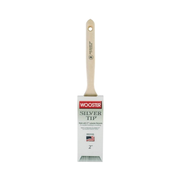 5220-2 Paint Brush, Silver/White, Birchwood Handle, 2 in W, 2-11/16 in L Bristle, Polyester Bristle