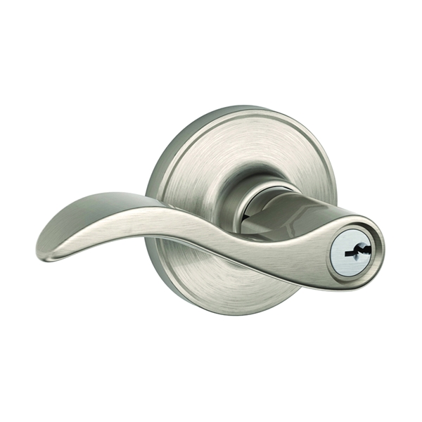 J Series J54 SEV 619 Entry Lever, Mechanical Lock, Satin Nickel, 7/8 in Housing Dia, Metal, Residential, 3 Grade