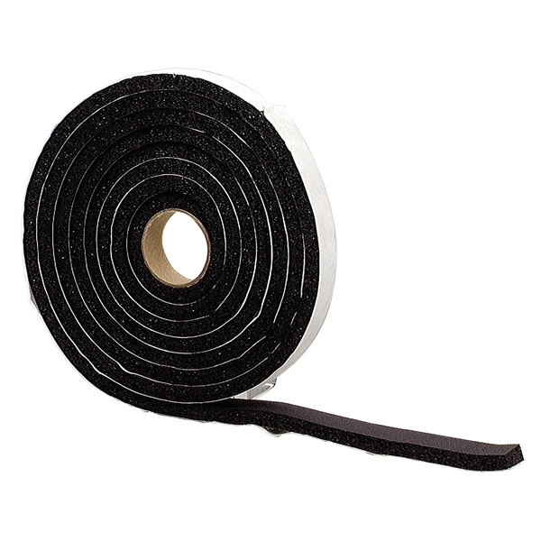 06619 Premium Weatherstrip Tape, 1/2 in W, 10 ft L, Rubber, Black